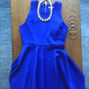 Brand new blue dress, gold zipper - size 10
